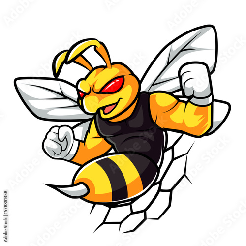 bee ANGRY mascot logo sport logo