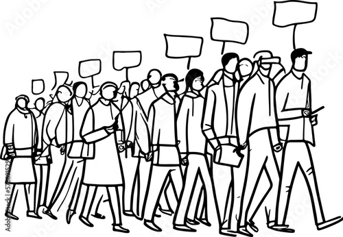 Demonstrators sketch drawing illustration