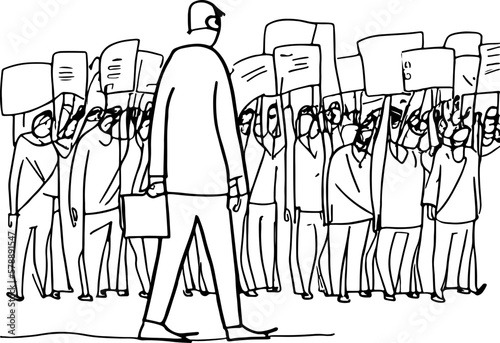 Demonstrators sketch drawing illustration