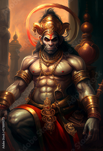 Hindu God Hanuman, Lord Hanuman, Hanumanji, Bajrangbali, Pawanputra Hanuman, Pawanputra, Anjaniputra, Anjani Putra, generative AI