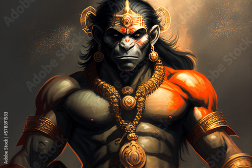 Hindu God Hanuman, Lord Hanuman, Hanumanji, Bajrangbali, Pawanputra Hanuman, Pawanputra, Anjaniputra, Anjani Putra, generative AI