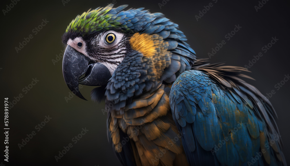 Vibrant Portrait: Studio Photography of the Yellow-Breasted Macaw Generative AI Vibrant Portrait: Studio Photography of the Yellow-Breasted Macaw Generative AI