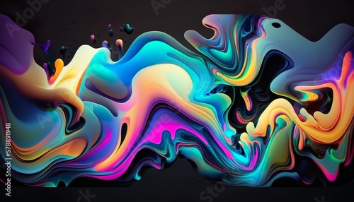 Colorfull Acrylic Paint Splash Background, Fluid and Colorful Acrylics Created with Generative AI technology