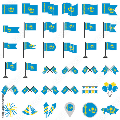 Kazakhstan flag icon set, Kazakhstan independence day icon set vector sign symbol