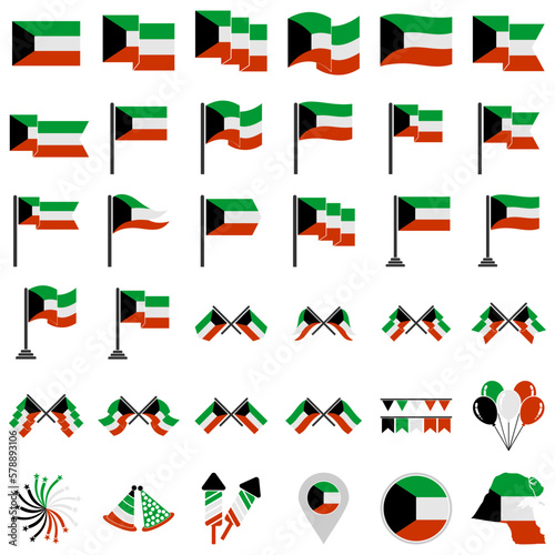 Free Download Kuwait flag icon set, Kuwait independence day icon set vector sign symbol - GFXLoad
