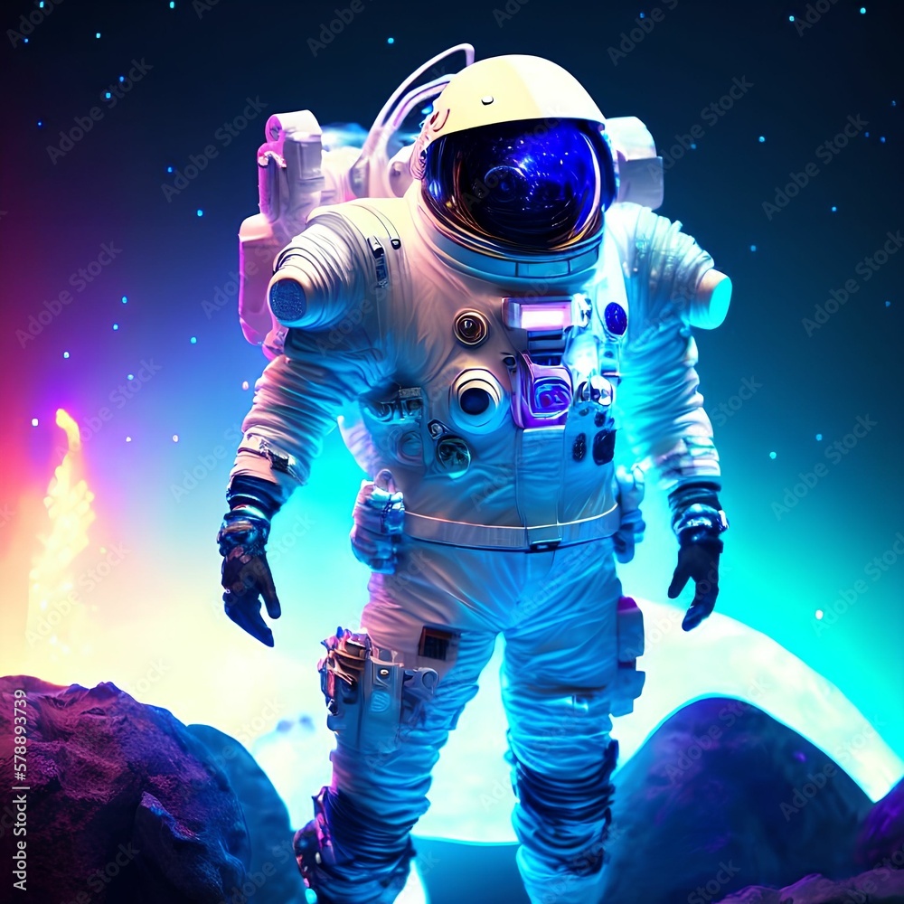 futuristic sci-fi portrait future astronaut with suit, generative art by A.I.