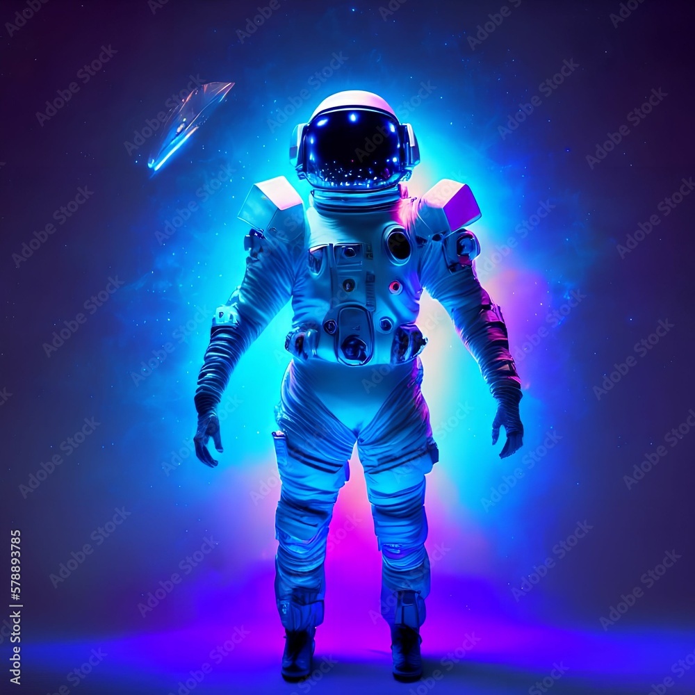 Fototapeta premium futuristic sci-fi full body future astronaut with suit, generative art by A.I.