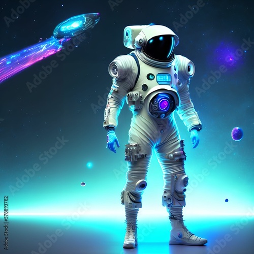 futuristic sci-fi full body future astronaut with suit, generative art by A.I. © Flash