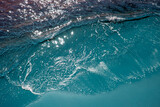Сlear ocean wave on sandy beach, sea ​​wave texture, unusual water background