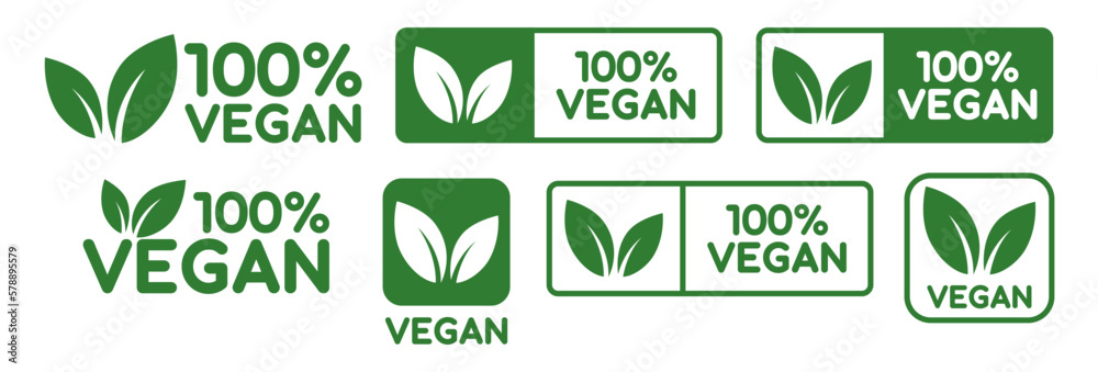 Vegan food icon set badge sign. Bio, Ecology, Organic logos and badges ...