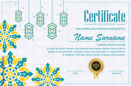 colorful islamic ramadan award certificate