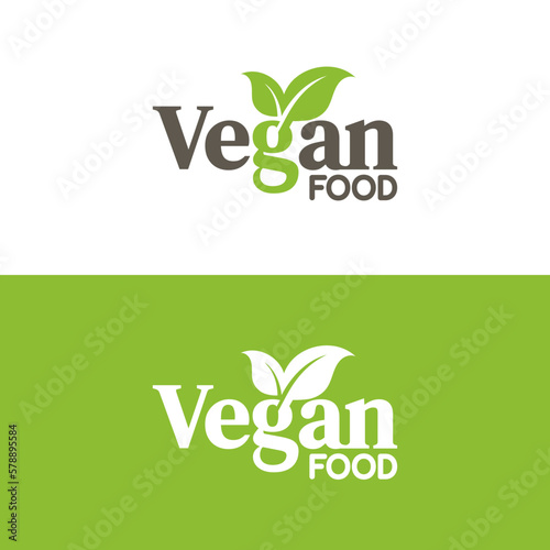 Vegan food icon set badge sign. Bio, Ecology, Organic logos and badges, label, tag. Green leaf on white background. Vector illustration.
