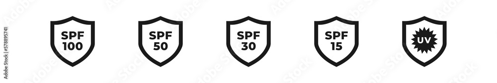 Simple SPF 15 icon vector or SPF 30 icon vector isolated in flat style. Best SPF icon vector. SPF 15 30 50 icon vector for skincare product design element. UV Protection Icon Vector Isolated.
