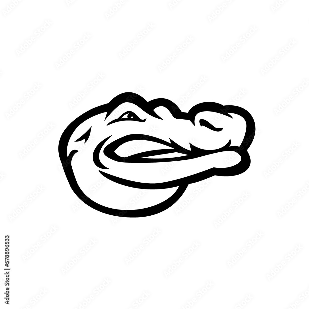 Alligator or Gator Head Side View Mascot Black and White Alligator or Gator Head Side View Mascot Black and White