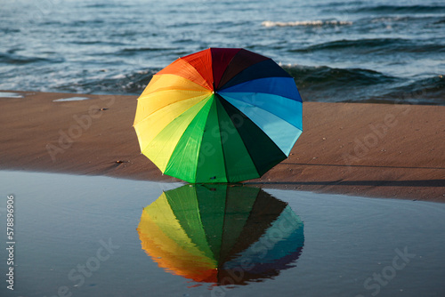 Fototapeta Naklejka Na Ścianę i Meble -  Colorful Umbrella Reflections Photo, Sile Istanbul, Turkiye