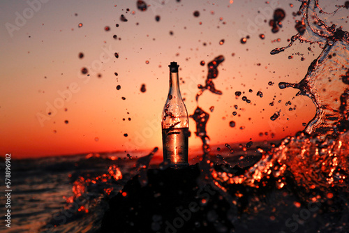 Sunset Time in the Bottle , Şile Beach, Şile Istanbul, Turkiye