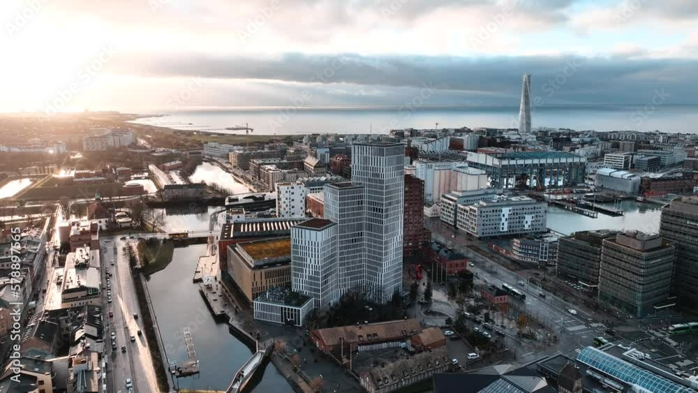 Drone footage of Malmo, Sweden