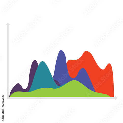 Colorful graph isolated on white background. Flat design. Vector illustration.