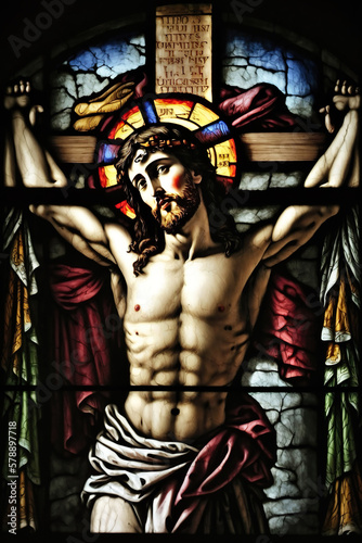 Fotografia Jesus Stained glass church window