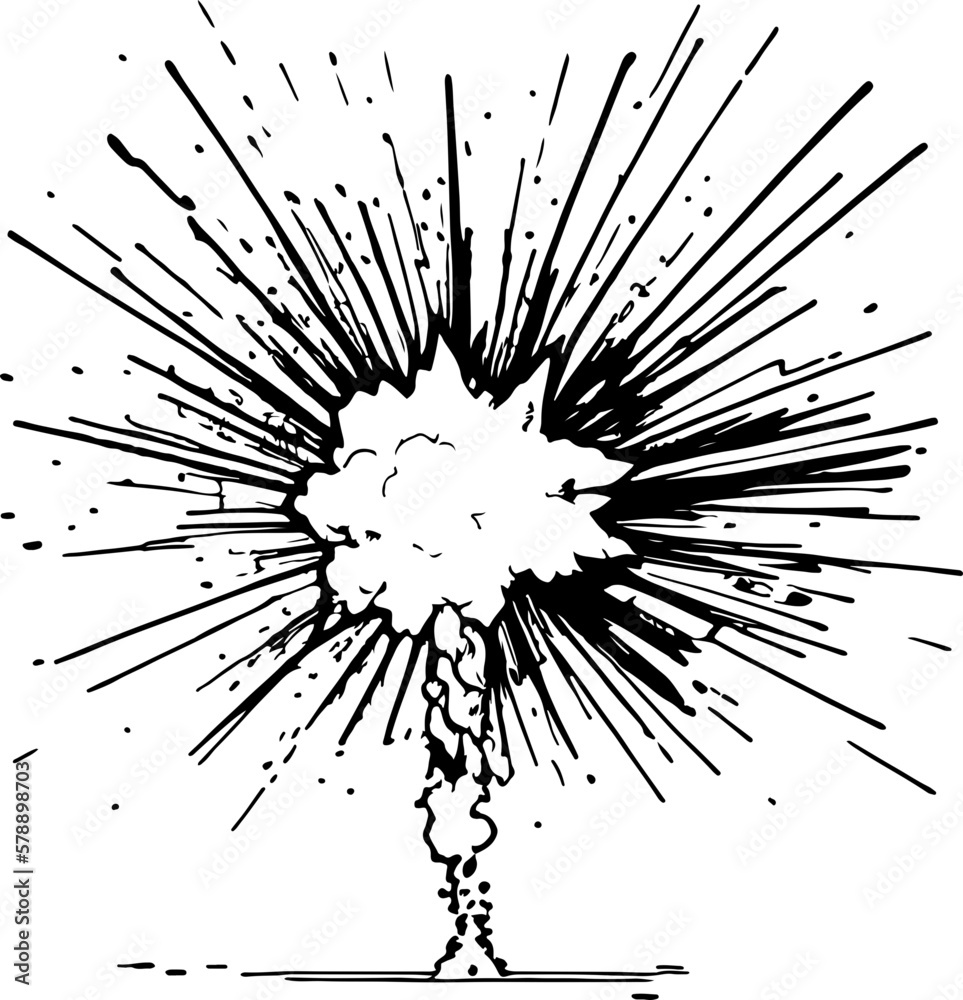 Explosion sketch drawing illustration Explosion sketch drawing illustration