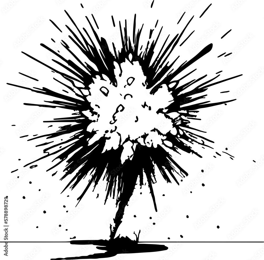 Explosion sketch drawing illustration Explosion sketch drawing illustration
