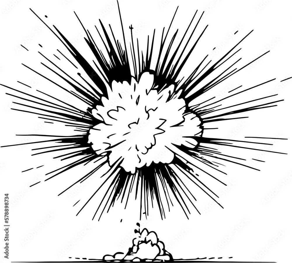 Obraz premium Explosion sketch drawing illustration