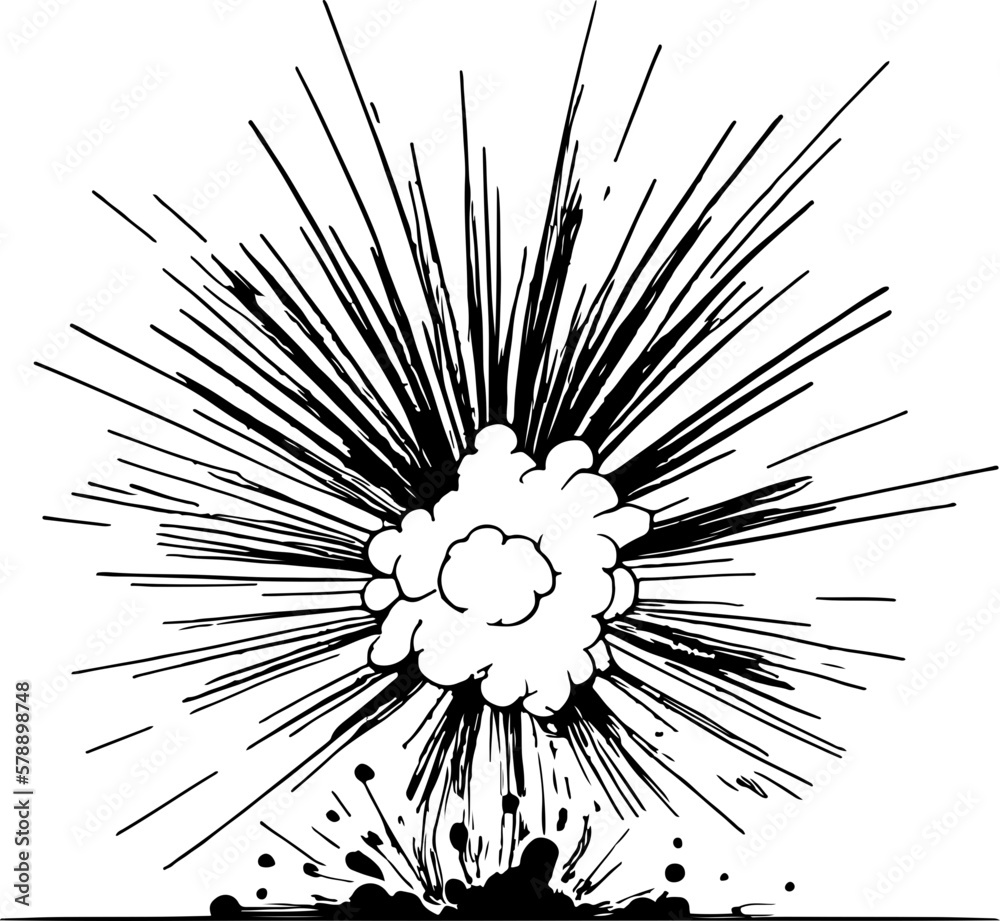 Obraz premium Explosion sketch drawing illustration