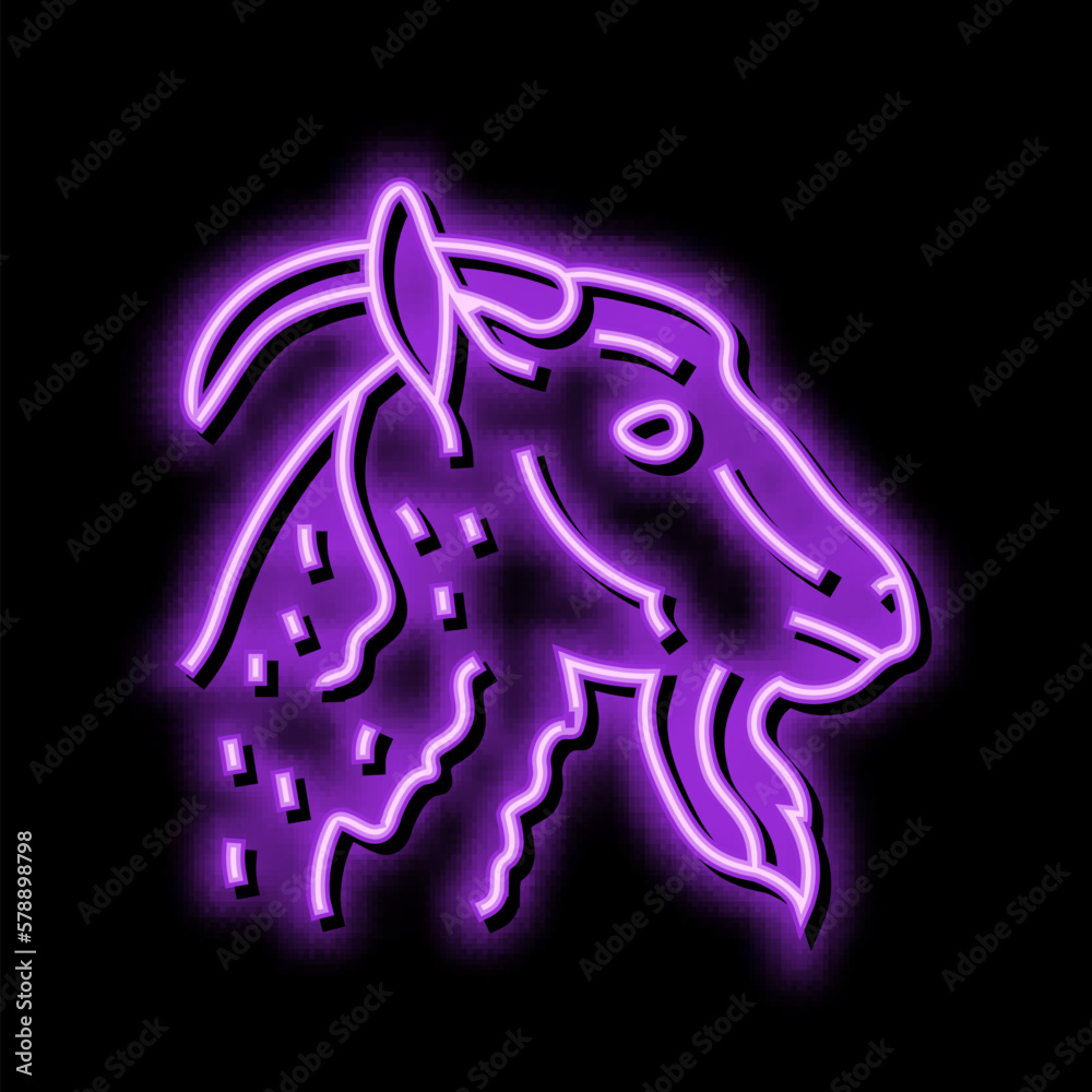 goat animal zoo neon glow icon illustration