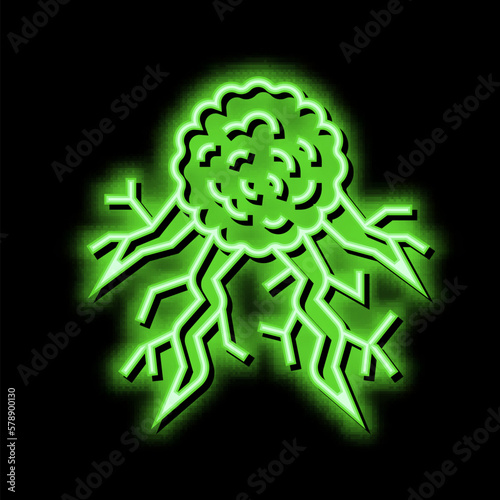 cancer cell neon glow icon illustration