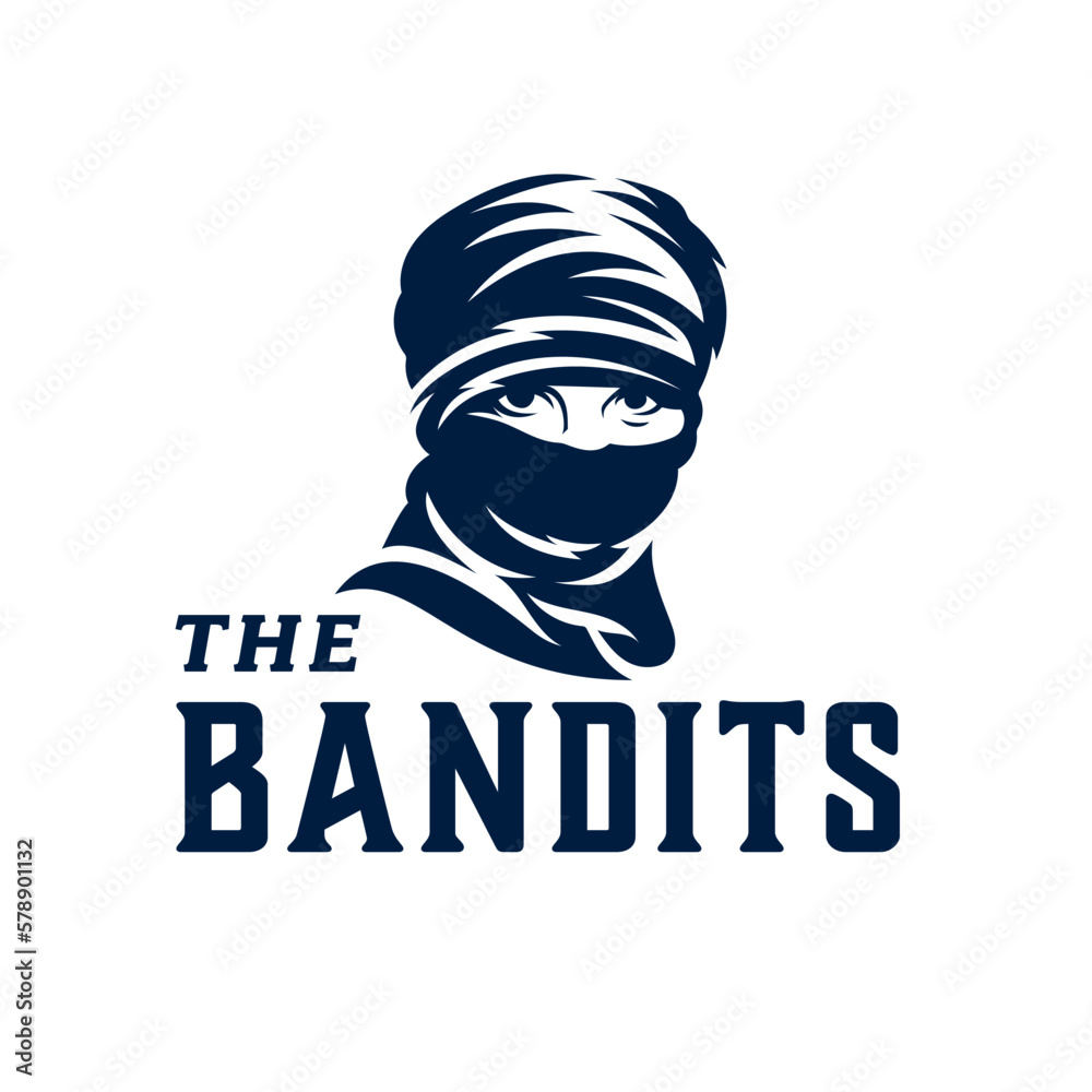 mask man logo. the bandits logo design template