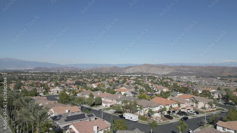 Drone Flying Over Houses Near Eagle Glen Corona Landscape Drone Flying Over Houses Near Eagle Glen Corona Landscape