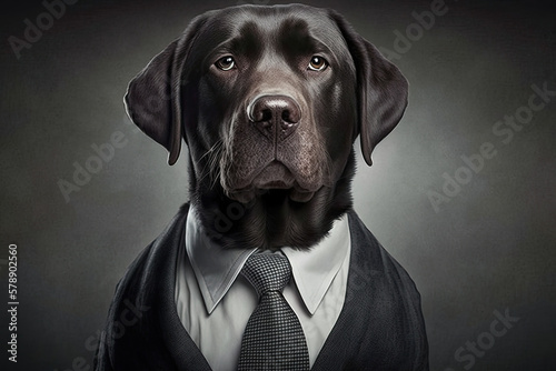 Portrait of a Labrador Retriever in a business suit © Luis