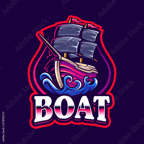 Battleship mascot logo design. Warship vector illustration. Logo illustration for mascot or symbol and identity, emblem sports or e-sports gaming team
