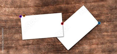 perspective view of white blank business card on old wood texture floor