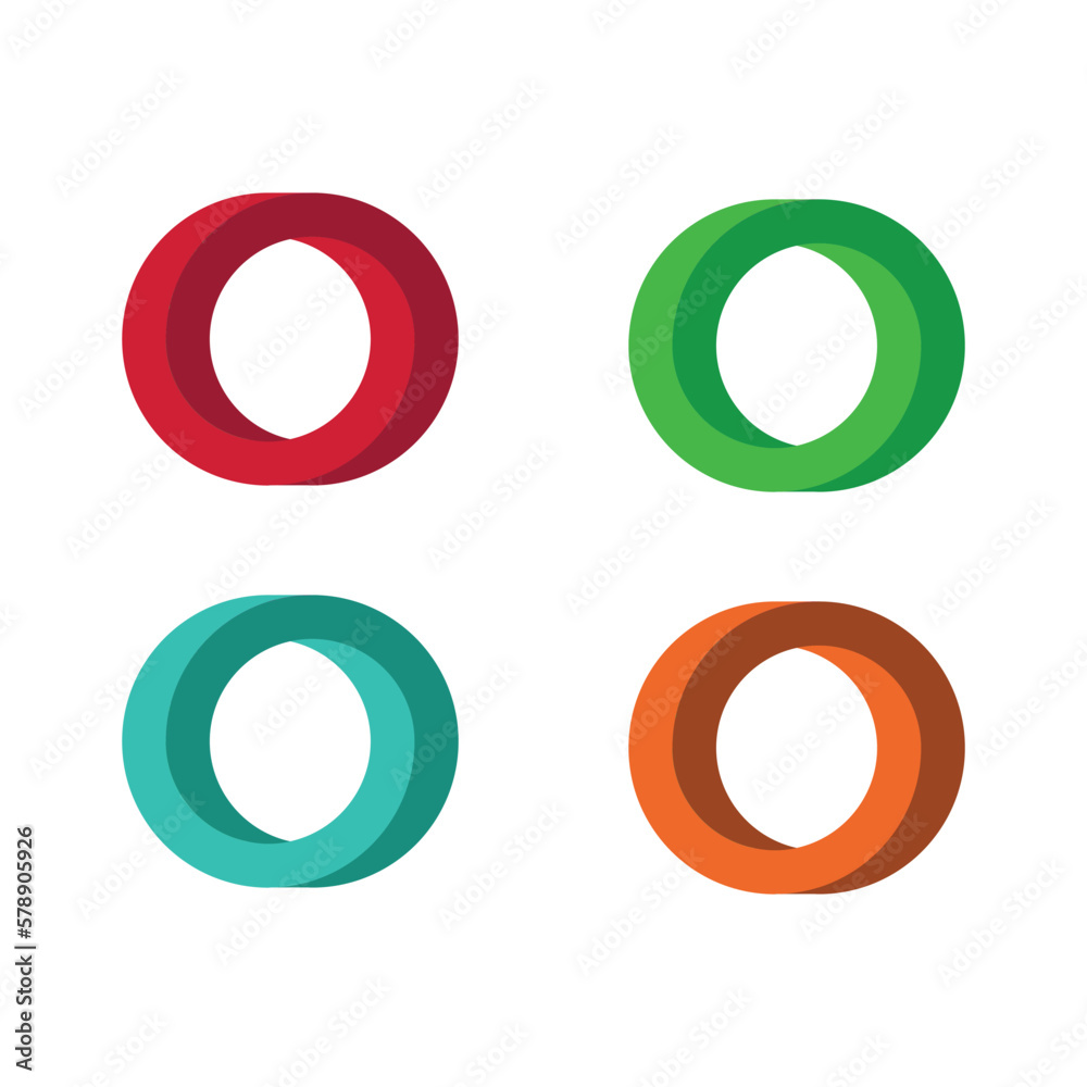 Mobius strip, Four Nice Colorful Mobius strip. Circular shape Vector illustration. Mobius strip, Four Nice Colorful Mobius strip. Circular shape Vector illustration.
