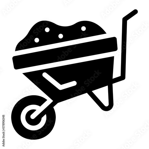wheelbarrow glyph icon