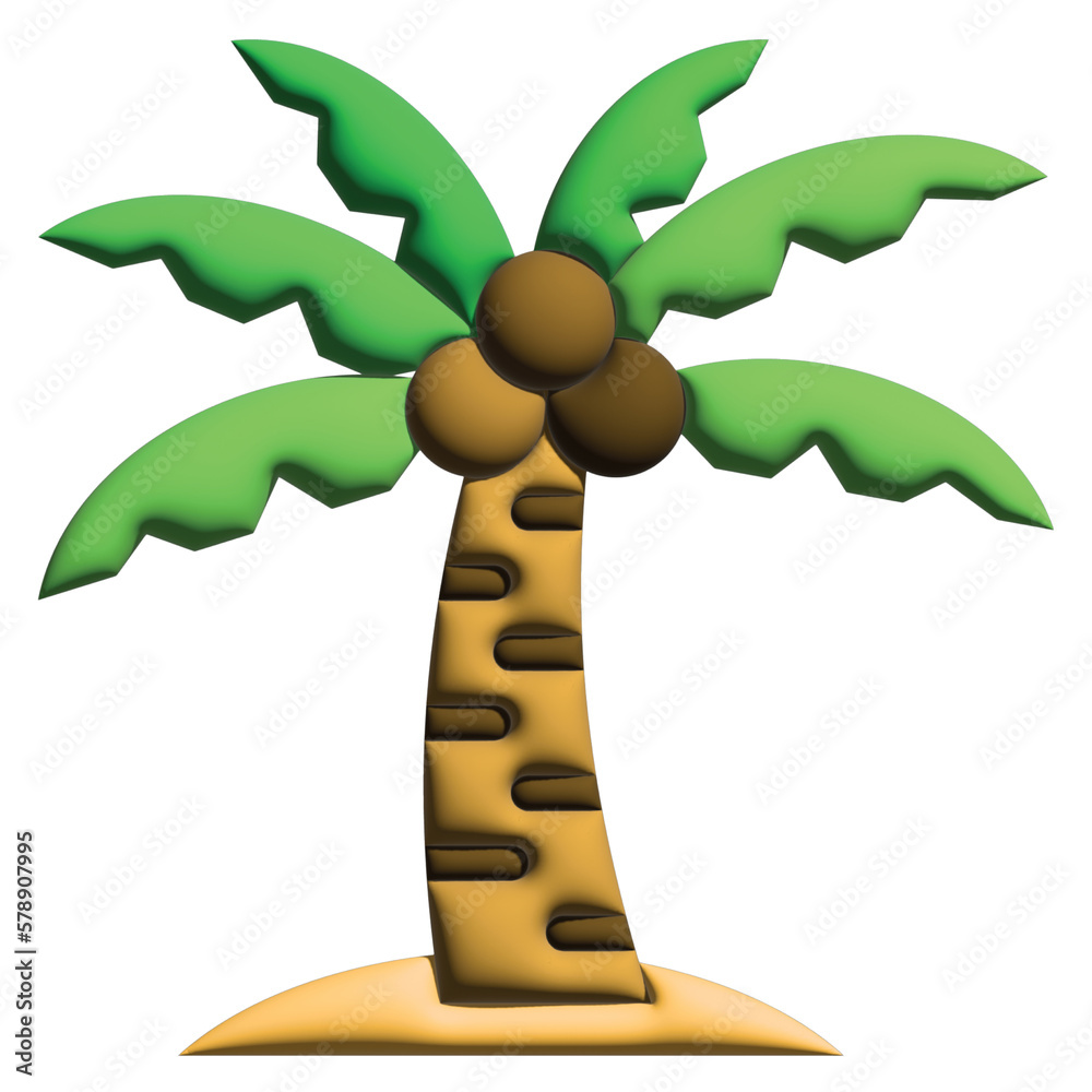 3D illustration coconut tree in nature set 3D illustration coconut tree in nature set