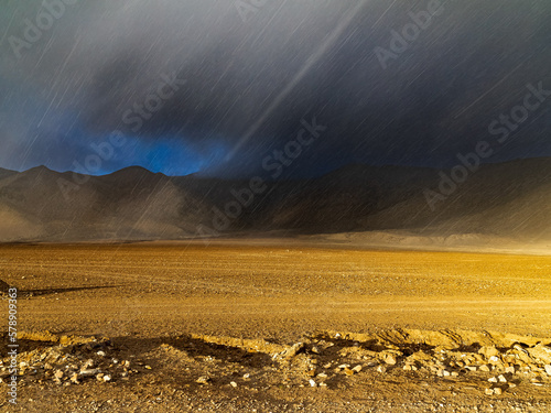 landscape of himalayas in sokar valley with sunlight photo