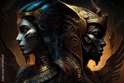 The Myth of Isis and Osiris A story of the two gods who were in love and whose deaths brought about a great change in the universe. AI generation.