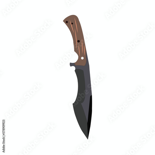 A sharp knife vector knife with wooden handle.