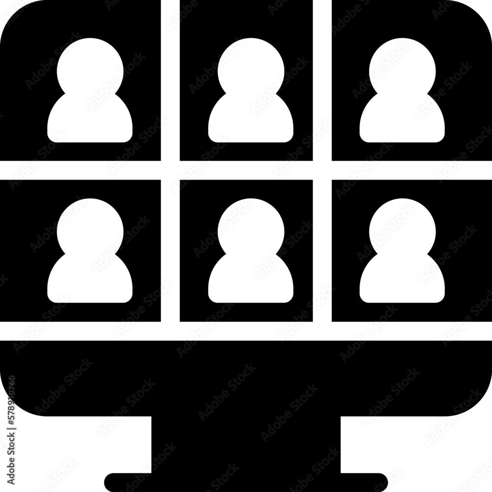 Online Meeting Icon Vector: An icon vector that represents online meetings typically features two or more people on a computer screen or video call. This icon is commonly used to indicate virtual meet