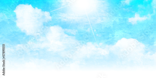 空　雲　水彩　背景