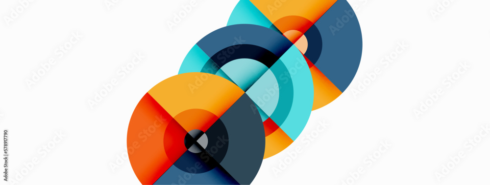 Obraz premium Circles with shadows trendy minimal geometric composition abstract background