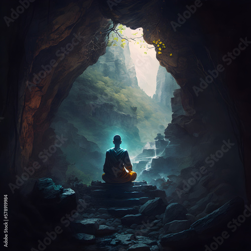 Budh Purnima Meditation Background Generative AI