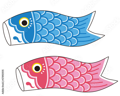 赤と青のこいのぼり