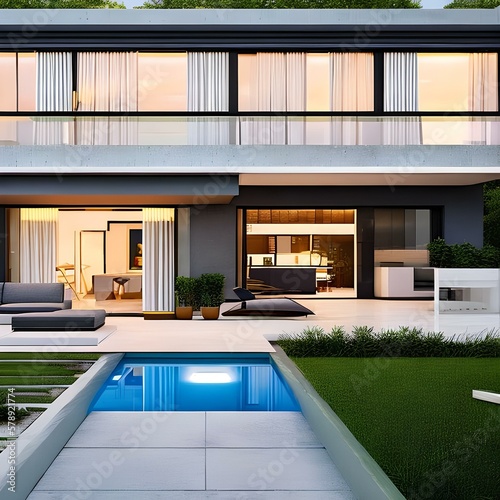 5. A modern and minimalist home with clean lines and a uncluttered aesthetic.3, Generative AI © Ai.Art.Creations