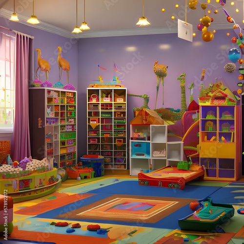18. A playful and fun playroom for the kids with plenty of storage and fun details.3, Generative AI