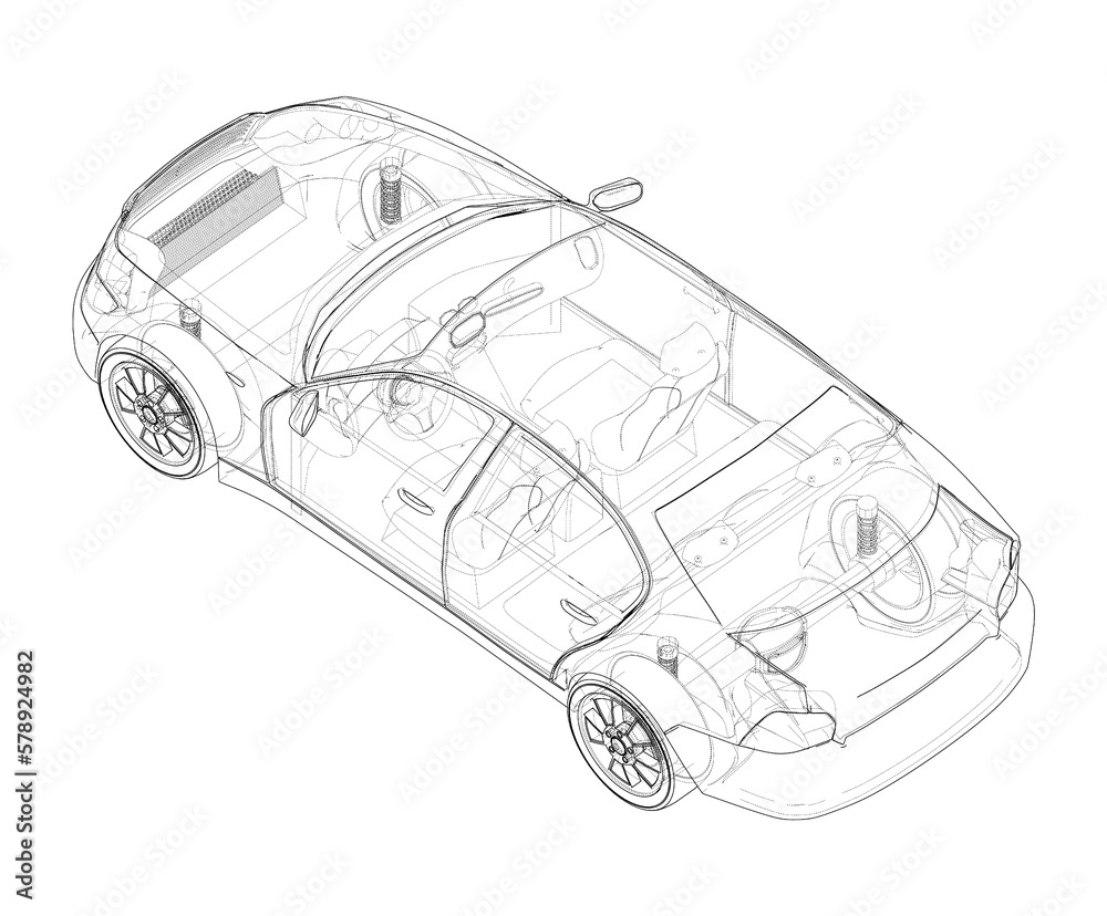 Electromobile. 3d illustration
