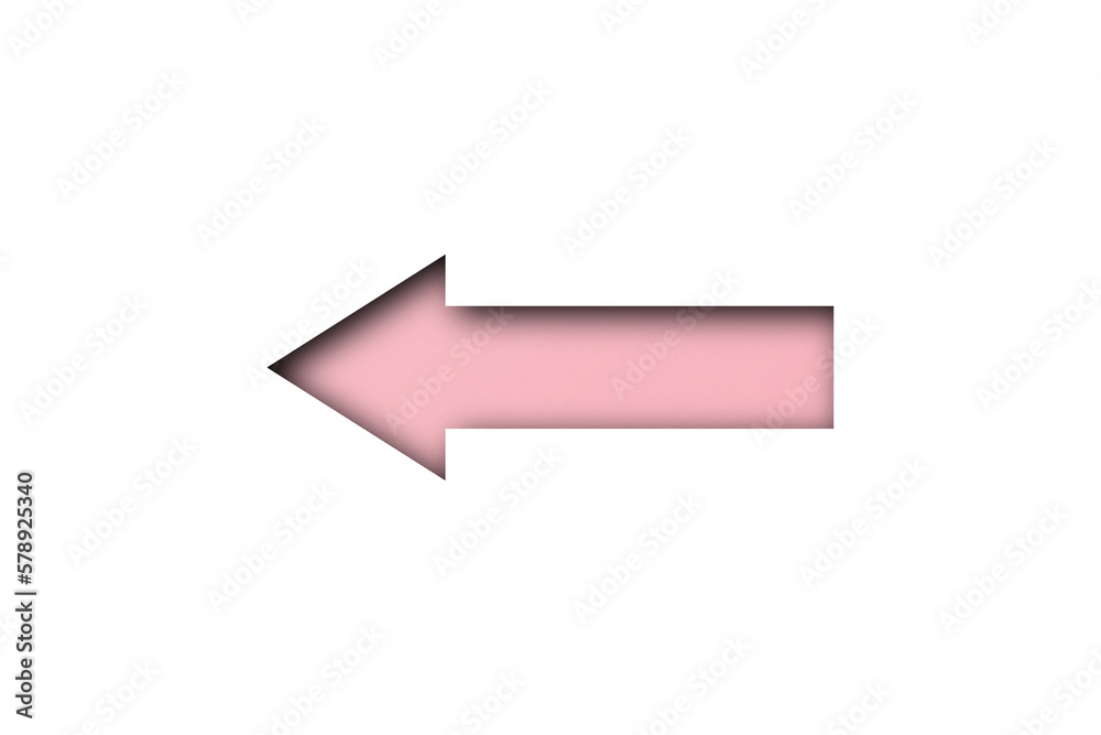 pink paper arrow isolated on white paper background pink paper arrow isolated on white paper background