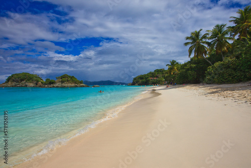 Picturesque Trunk Bay is one of the best beaches in St John  US Virgin Islands in the Caribbean